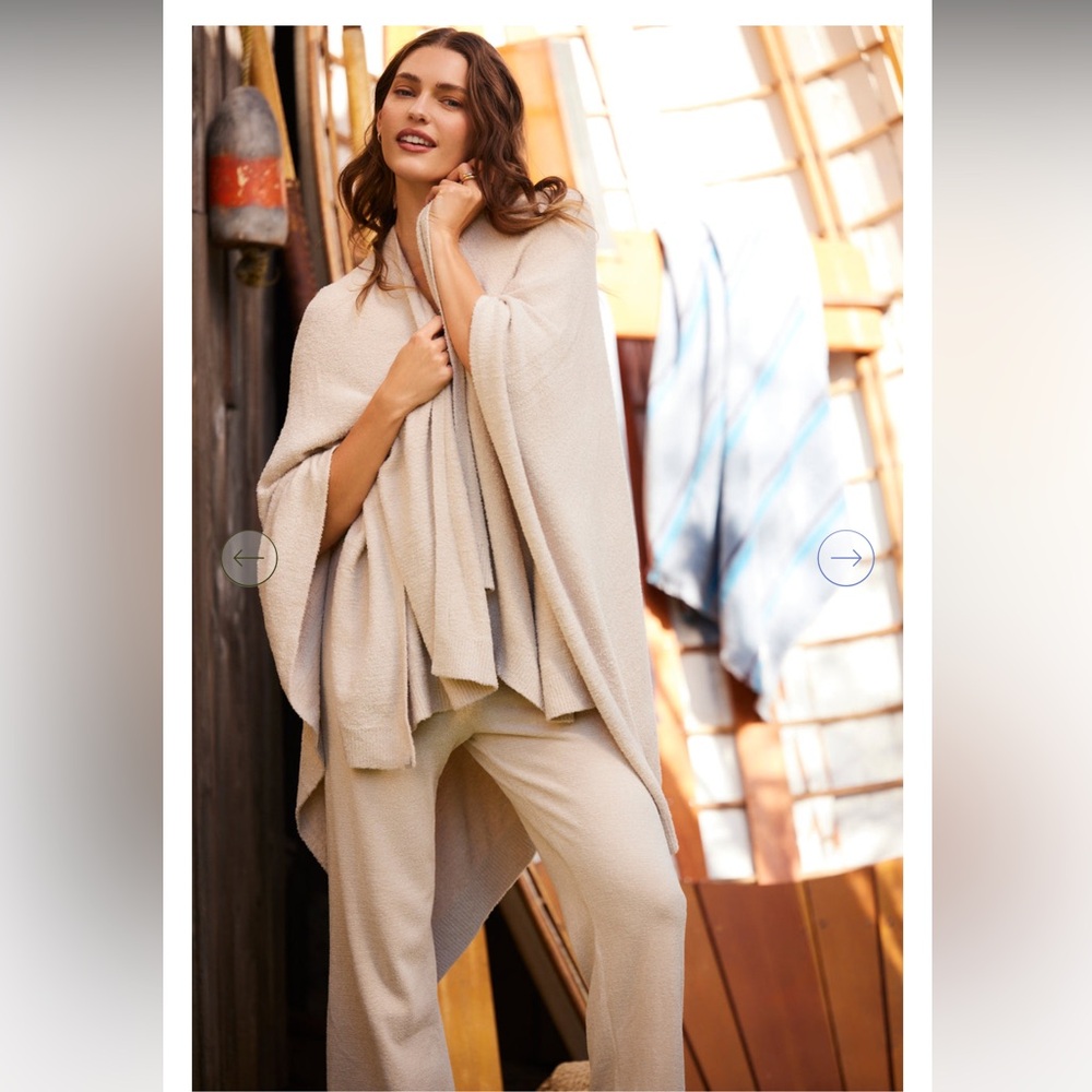 Barefoot Dreams Cream Cozychic Lite Women's Poncho Wrap